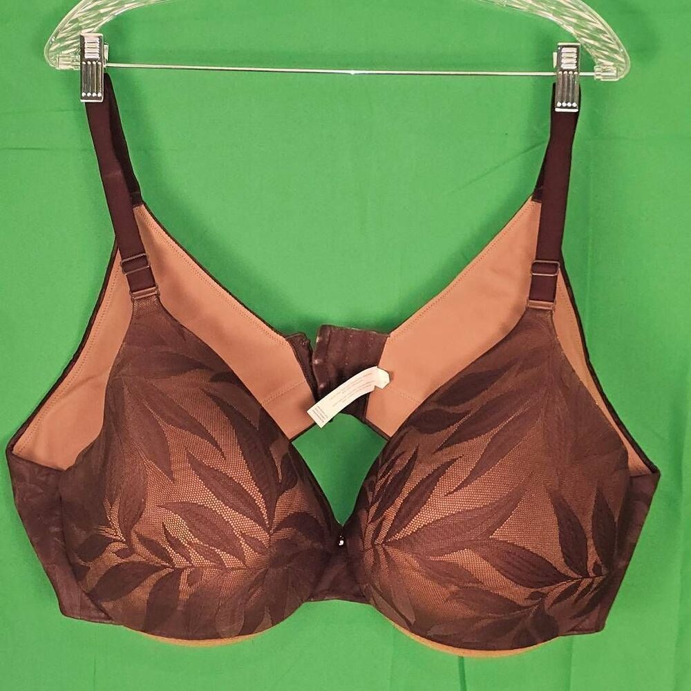 Cacique Womens Brown Floral Lightly Lined Full Coverage Bra 46D 46 D‎